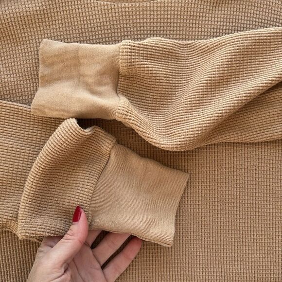 Artizia TNA Waffle Knit Women’s Small Cropped‎ Turtleneck Longsleeve Cozy Camel - Picture 4 of 13
